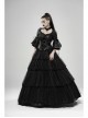 Front Center Plastic Decoration Gem Pendant Metal Rivet Chain Black Gothic Thick Rose Lace Necklace