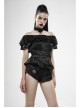 Front Center Plastic Decoration Gem Pendant Metal Rivet Chain Black Gothic Thick Rose Lace Necklace