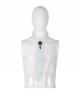 Black Gem Pendant White Fine Mesh Gothic Scarf