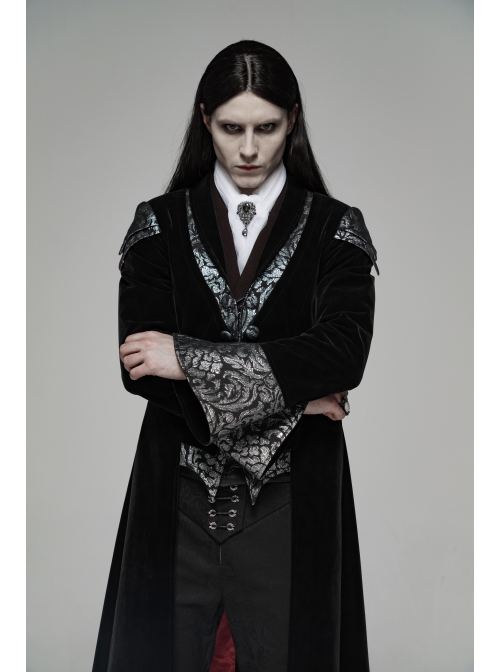 Black Gem Pendant White Fine Mesh Gothic Scarf