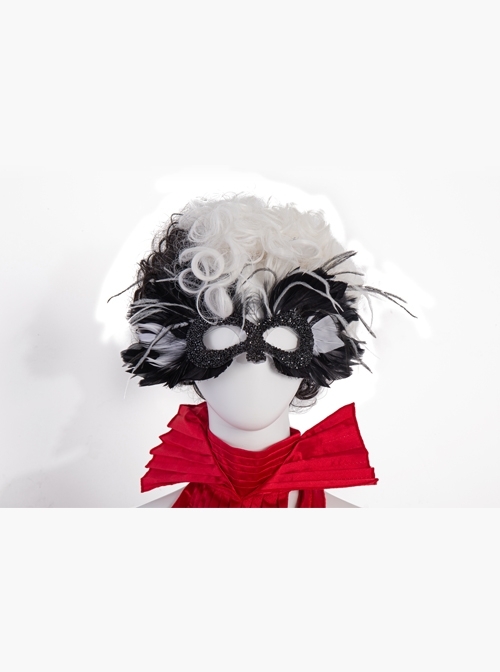 Cruella Halloween Cosplay Accessory Black And White Wig