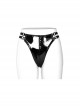 High Waist Side Metal Buckle Black Punk Tight PU Leather Thong