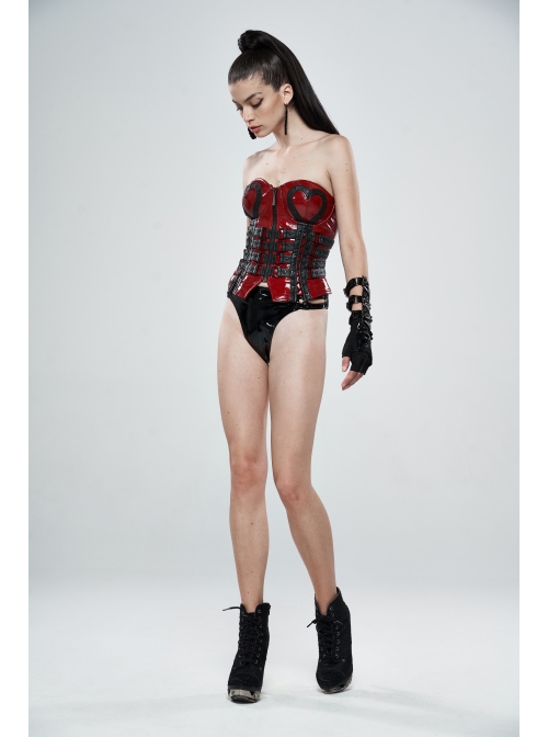 High Waist Side Metal Buckle Black Punk Tight PU Leather Thong