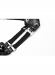 High Waist Side Metal Buckle Black Punk Tight PU Leather Thong