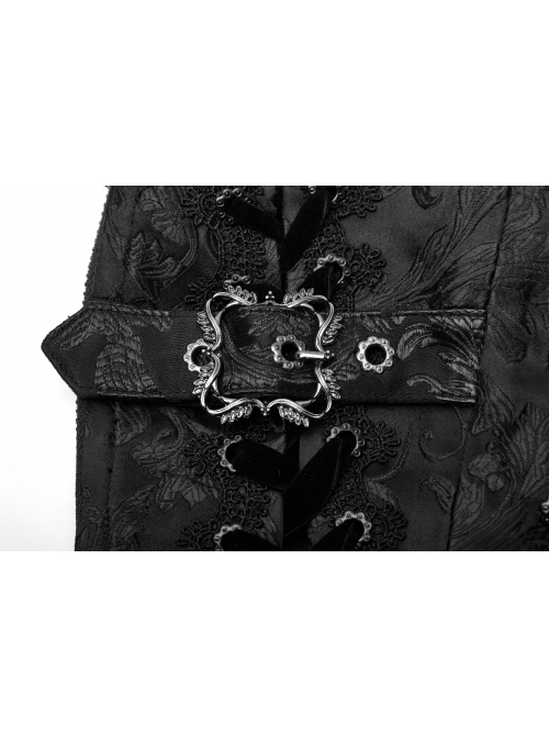 Black Jacquard Metal Hasp Side Lace-Up Gothic Shoe Cover