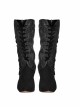 Black Jacquard Metal Hasp Side Lace-Up Gothic Shoe Cover