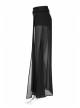 Front Metal Buckle Zipper Fake Two Pieces Black Knit Twill Splice Perspective Chiffon Punk Skirt