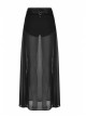 Front Metal Buckle Zipper Fake Two Pieces Black Knit Twill Splice Perspective Chiffon Punk Skirt