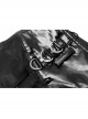 Front Metal Buckle Zipper Fake Two Pieces Black PU Leather Splice Perspective Chiffon Punk Skirt