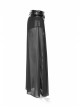 Front Metal Buckle Zipper Fake Two Pieces Black PU Leather Splice Perspective Chiffon Punk Skirt