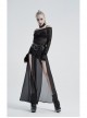 Front Metal Buckle Zipper Fake Two Pieces Black PU Leather Splice Perspective Chiffon Punk Skirt