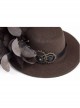 Metal Gear Mesh Flower Feather Decoration Brown Punk Headwear