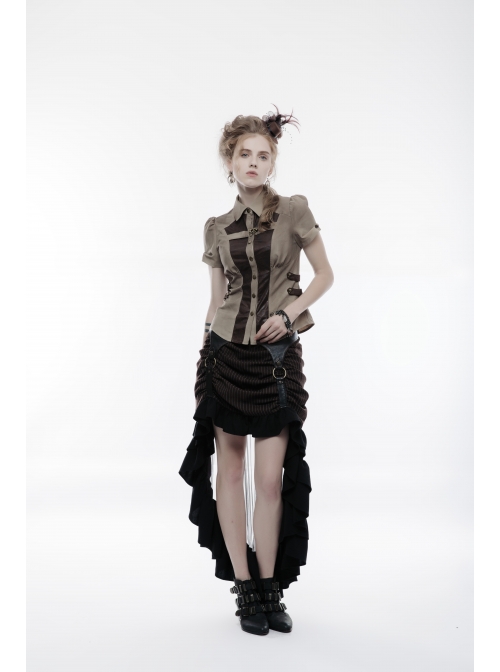 Metal Gear Mesh Flower Feather Decoration Brown Punk Headwear