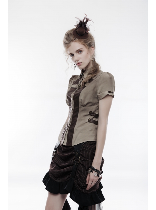 Metal Gear Mesh Flower Feather Decoration Brown Punk Headwear