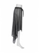 Metal Buckle Belt Skull Pendant Irregular Hem Silver Punk Mesh Skirt