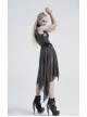 Metal Buckle Belt Skull Pendant Irregular Hem Silver Punk Mesh Skirt