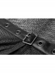 Metal Buckle Belt Skull Pendant Irregular Hem Silver Punk Mesh Skirt