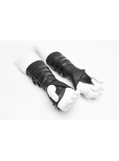 Metal Rivet Hasp Decoration Black Punk Gloves