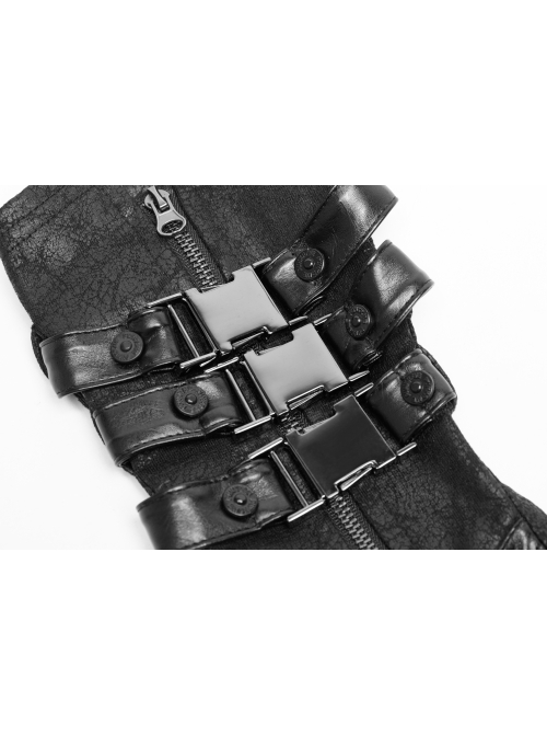 Metal Rivet Hasp Decoration Black Punk Gloves