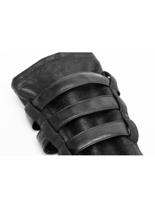 Metal Rivet Hasp Decoration Black Punk Gloves