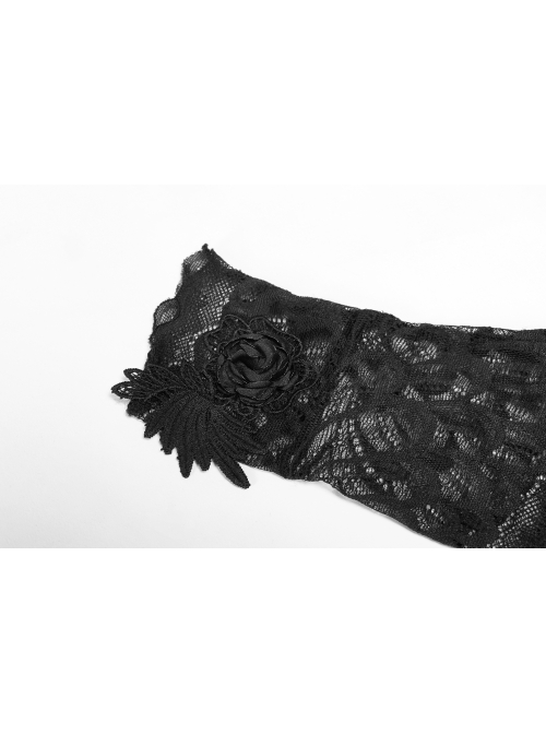 Three-Dimensional Flower Decoration Black Gothic Fingerless Lace Gloves