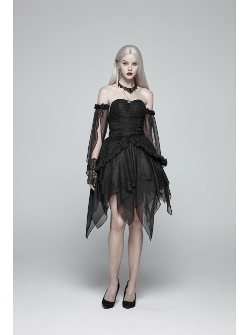 Three-Dimensional Flower Decoration Black Gothic Fingerless Lace Gloves