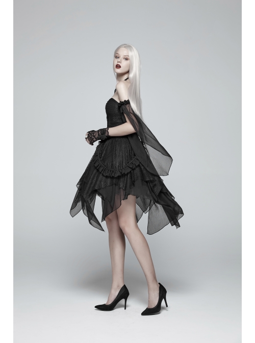 Three-Dimensional Flower Decoration Black Gothic Fingerless Lace Gloves