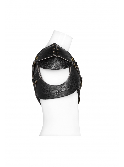 Eyelets Metal Buckle Loop One-Shoulder Black Punk PU Leather Armor Accessory