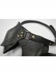 Eyelets Metal Buckle Loop One-Shoulder Black Punk PU Leather Armor Accessory