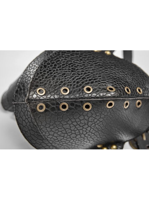 Eyelets Metal Buckle Loop One-Shoulder Black Punk PU Leather Armor Accessory