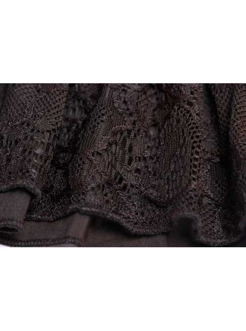 Metal Buckle Rivet Leather Loop Frill Lace Black Punk Necklines