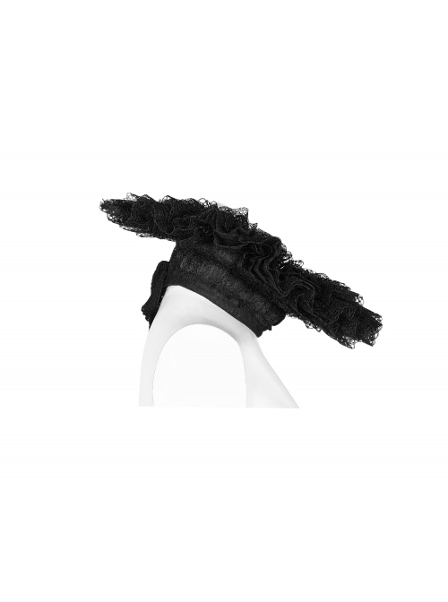Black Pearl Ribbon Gothic Lace Collar