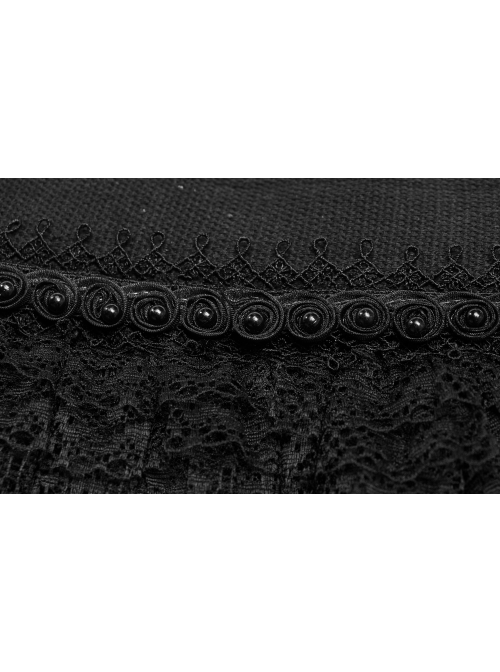 Black Pearl Ribbon Gothic Lace Collar