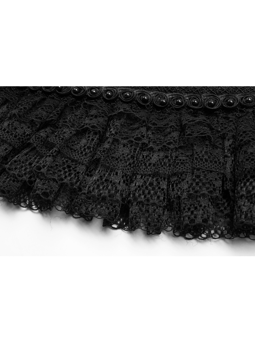 Black Pearl Ribbon Gothic Lace Collar