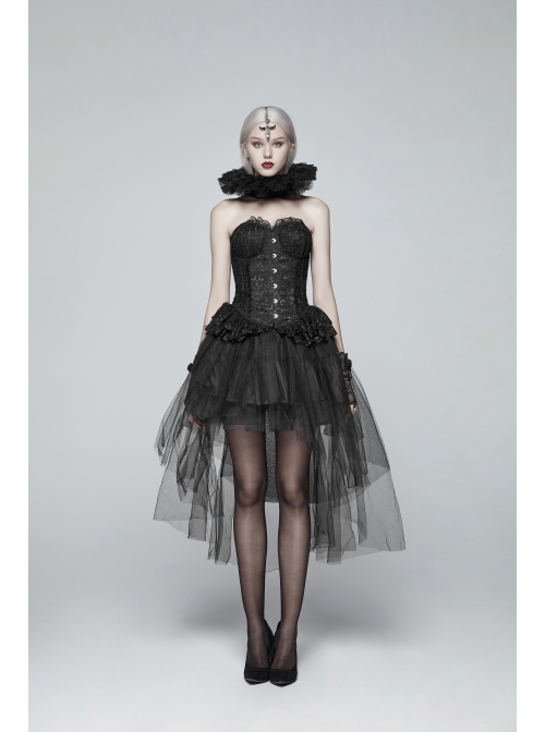 Black Pearl Ribbon Gothic Lace Collar