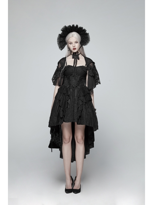 Black Pearl Ribbon Gothic Lace Collar
