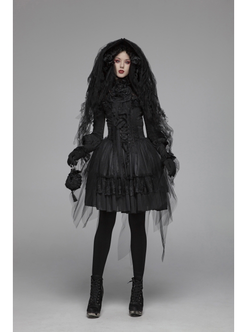Black Satin Splice Lace Mesh Draw Rope Bottom Fringe Gothic Wallets