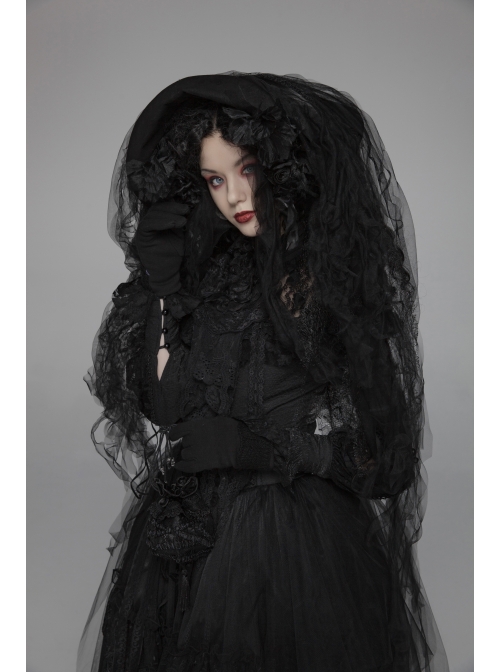 Black Satin Splice Lace Mesh Draw Rope Bottom Fringe Gothic Wallets