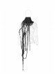 Right Metal Zipper Left Lace-Up Irregular Hem Black Gothic Lace Scarf