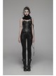 Right Metal Zipper Left Lace-Up Irregular Hem Black Gothic Lace Scarf