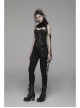 Right Metal Zipper Left Lace-Up Irregular Hem Black Gothic Lace Scarf