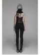 Right Metal Zipper Left Lace-Up Irregular Hem Black Gothic Lace Scarf