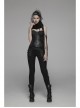 Right Metal Zipper Left Lace-Up Irregular Hem Black Gothic Lace Scarf