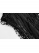 Right Metal Zipper Left Lace-Up Irregular Hem Black Gothic Lace Scarf