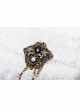 Metal Chain Star Pendant White Gothic Lace Fingerless Gloves