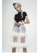 Metal Chain Star Pendant White Gothic Lace Fingerless Gloves