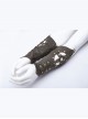 Metal Gear Nails Decoration Eyelets Lace-Up Brown Punk Cut-Out Gloves