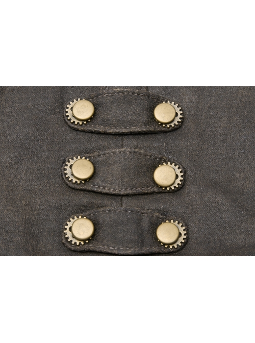 Metal Gear Nails Decoration Eyelets Lace-Up Brown Punk Cut-Out Gloves