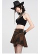 Metal Buckle Loop Side Chains Black Punk Carved Leather Cowboy Hat