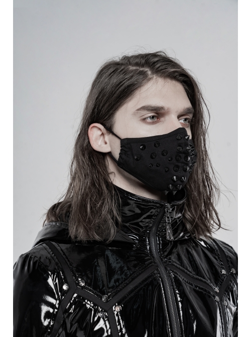 Plastic Tip Cone Nail Decoration Stereotyped Bone Inside Splice Mesh Side Ear Ropes Black Punk Mask